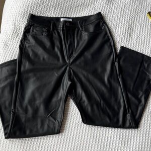 Black Faux Leather womens pants